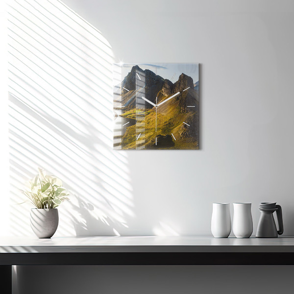 Pendule carrée en verre Route en Islande