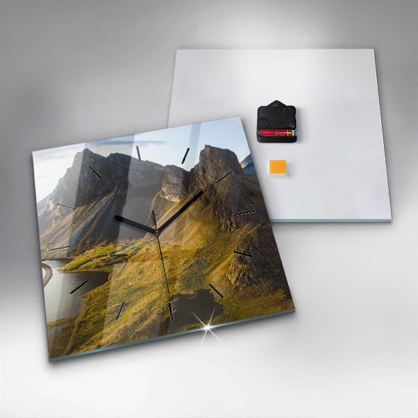 Pendule carrée en verre Route en Islande