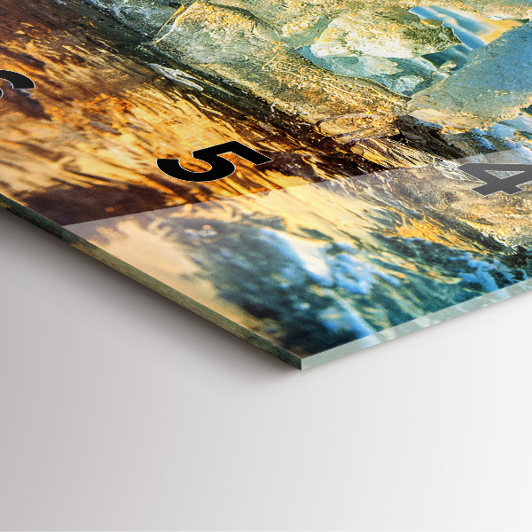 Horloge carrée en verre Iceberg et lever de soleil