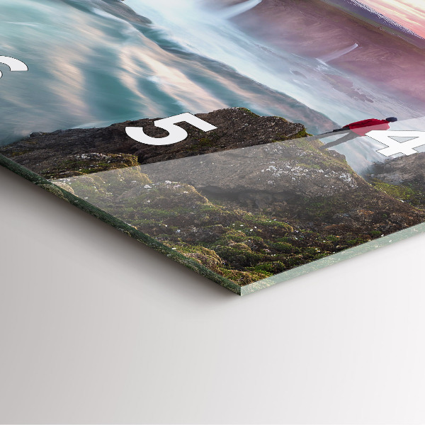 Horloge carrée en verre Paysage avec une cascade