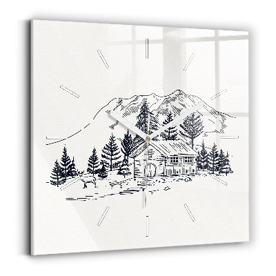 Horloge murale carrée Ville de dessin animé