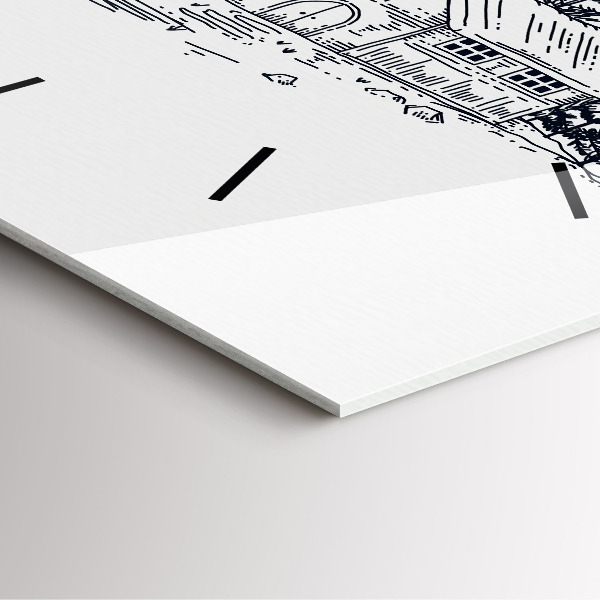 Horloge murale carrée Ville de dessin animé