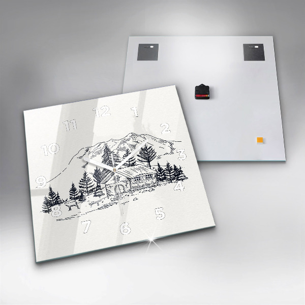 Horloge murale carrée Ville de dessin animé