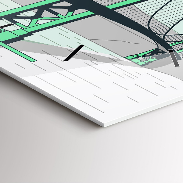 Horloge murale carrée Pont vert