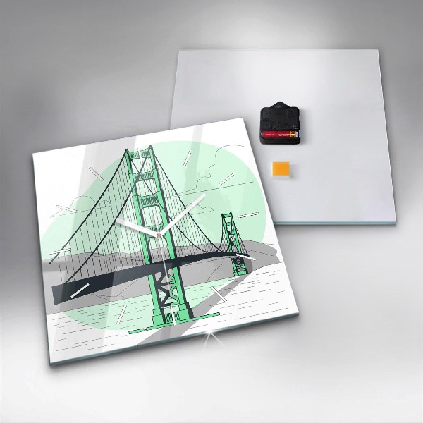 Horloge murale carrée Pont vert