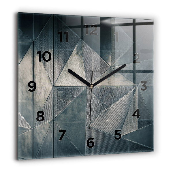 Horloge carrée en verre Triangles abstraits en métal