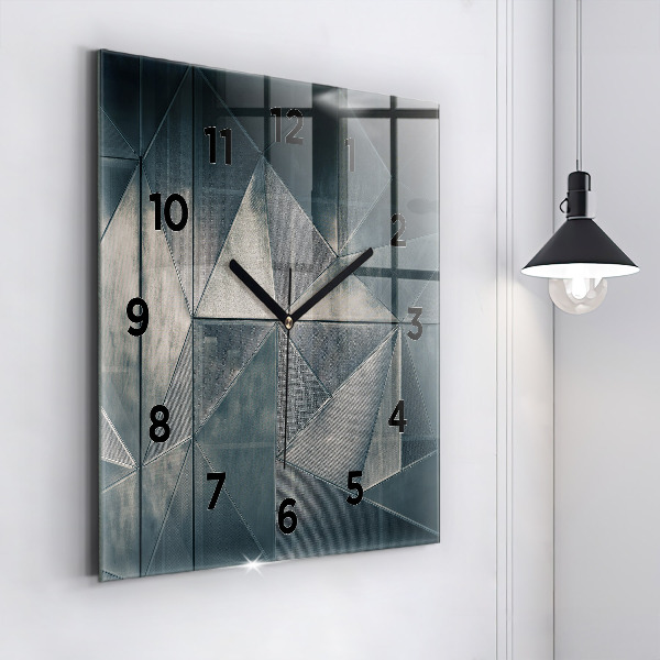 Horloge carrée en verre Triangles abstraits en métal