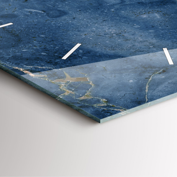 Pendule carrée en verre Texture de marbre bleu