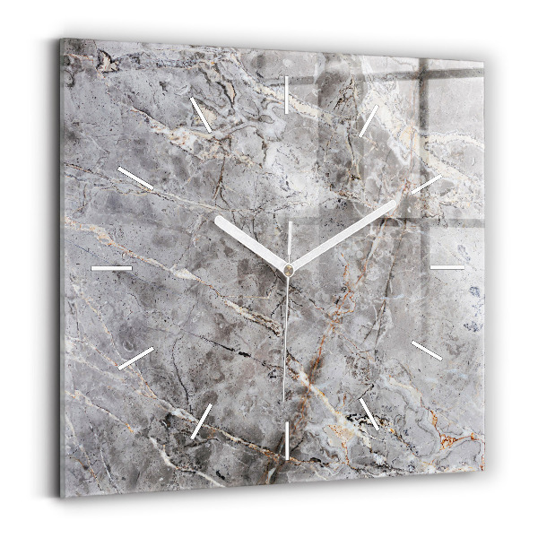 Pendule carrée en verre Marbre granit gris