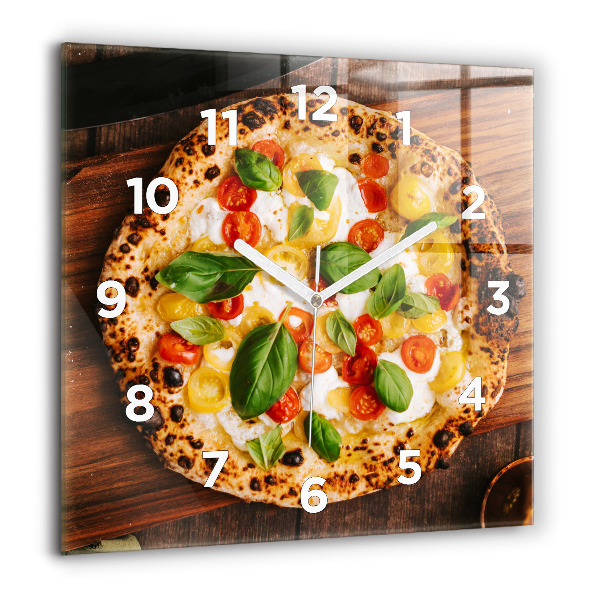Horloge murale carrée pizza italienne