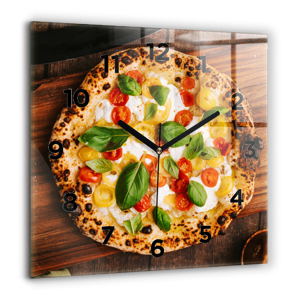 Horloge murale carrée pizza italienne