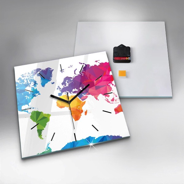 Horloge murale carrée Carte du monde abstraite