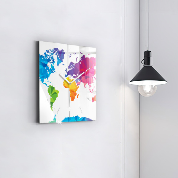 Horloge murale carrée Carte du monde abstraite