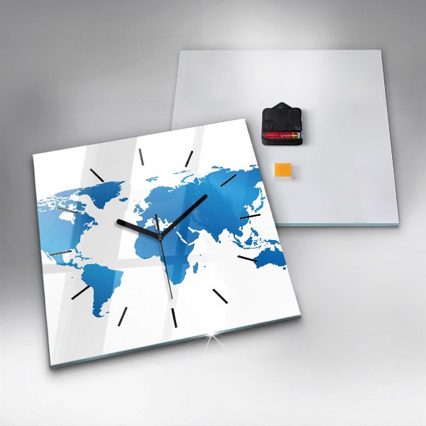 Horloge murale carrée Carte du monde