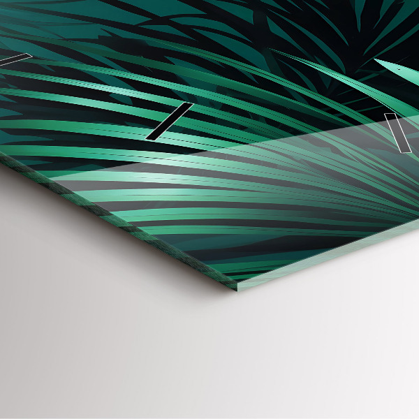 Horloge murale carrée feuilles tropicales