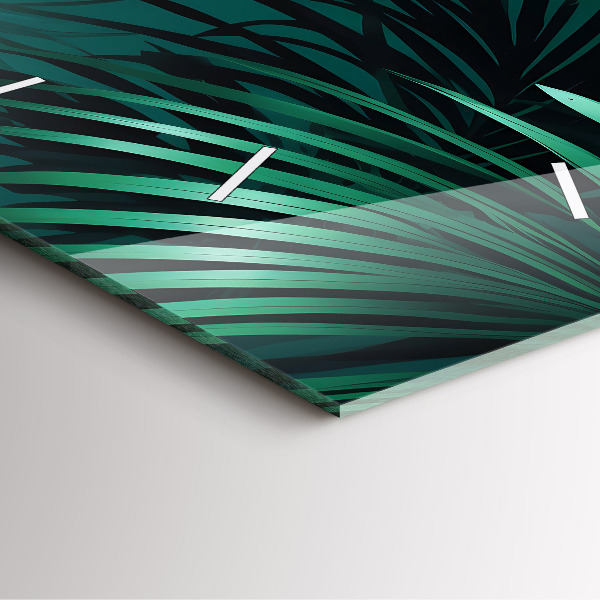 Horloge murale carrée feuilles tropicales