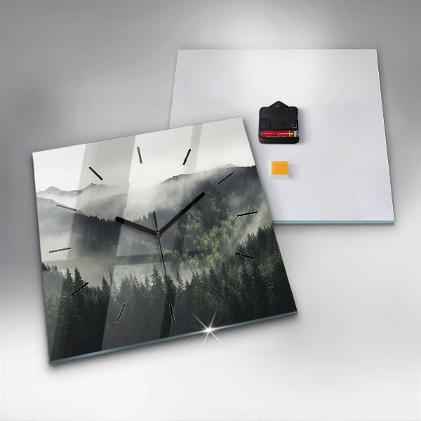 Horloge murale carrée Paysage forestier