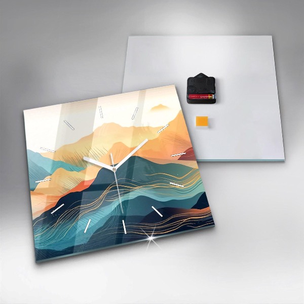 Horloge murale carrée Paysage de montagne