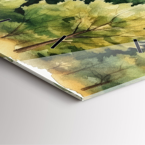 Horloge murale carrée Paysage forestier