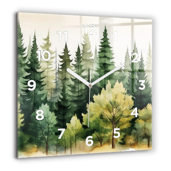 Horloge murale carrée Paysage forestier
