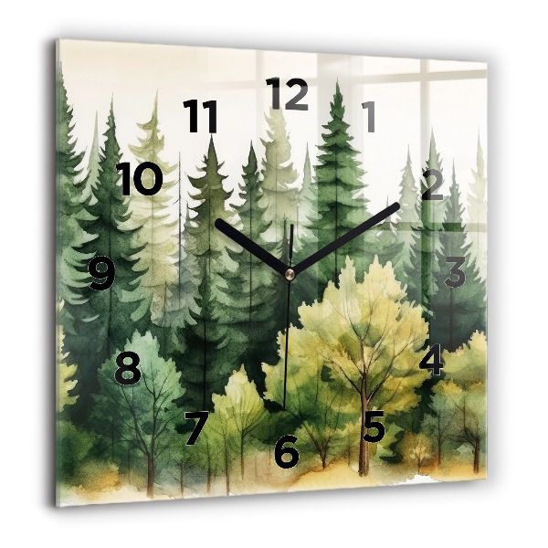Horloge murale carrée Paysage forestier