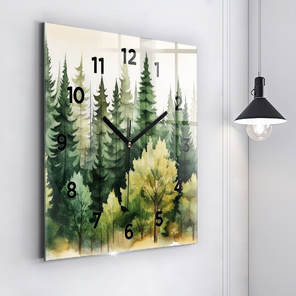 Horloge murale carrée Paysage forestier