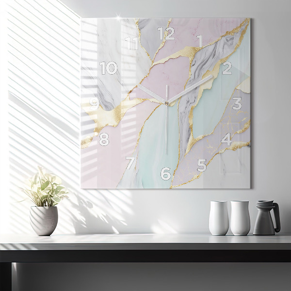 Horloge murale carrée Motif en marbre