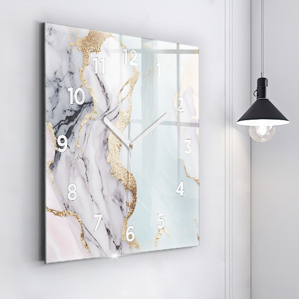 Horloge murale carrée Marbre pastel