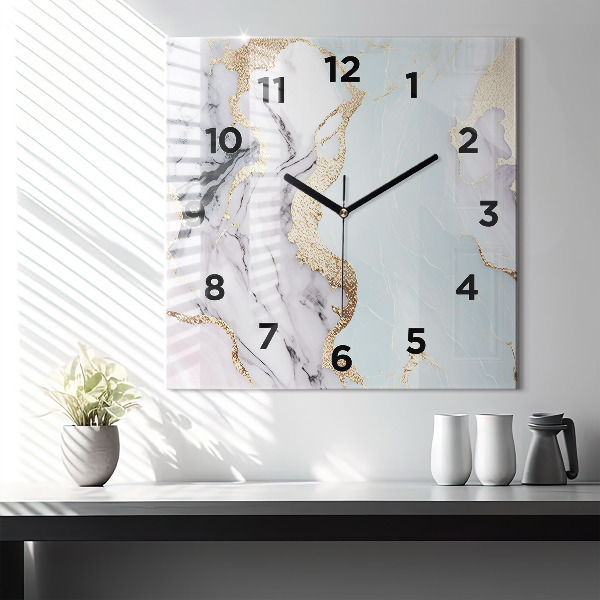 Horloge murale carrée Marbre pastel