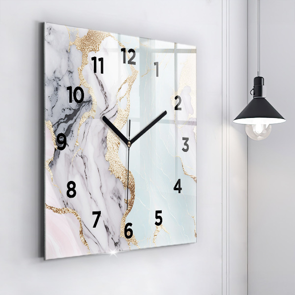 Horloge murale carrée Marbre pastel