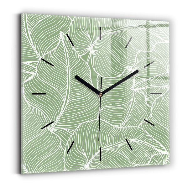 Horloge murale carrée Motif de feuilles naturelles