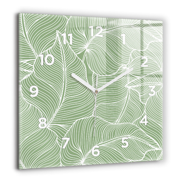 Horloge murale carrée Motif de feuilles naturelles