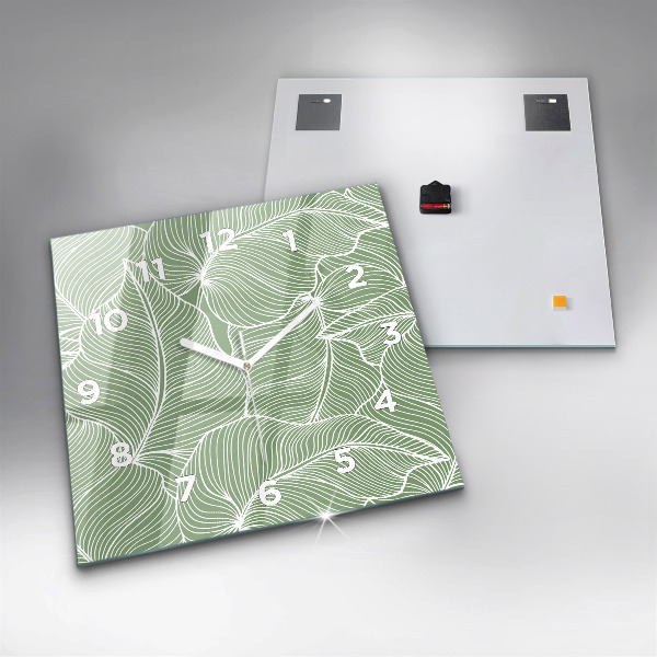 Horloge murale carrée Motif de feuilles naturelles