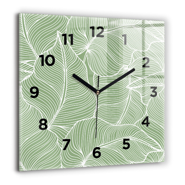 Horloge murale carrée Motif de feuilles naturelles