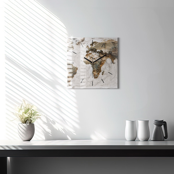 Horloge murale carrée Carte du vieux monde