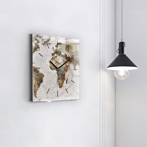 Horloge murale carrée Carte du vieux monde
