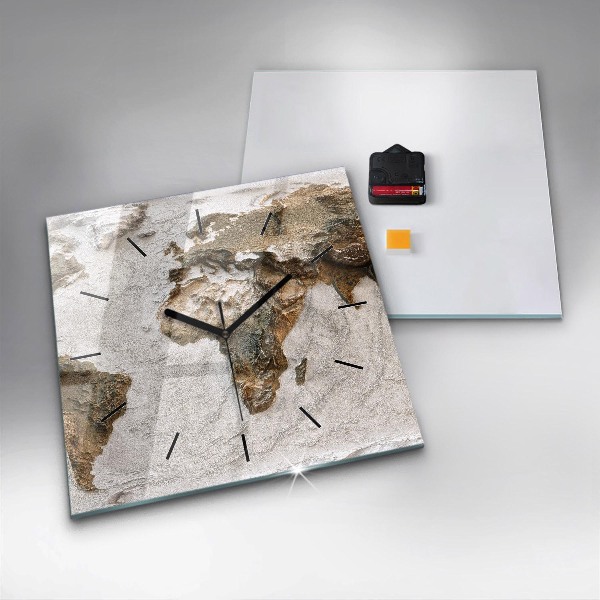Horloge murale carrée Carte du vieux monde