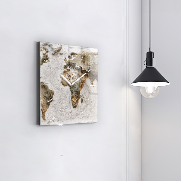 Horloge murale carrée Carte du vieux monde