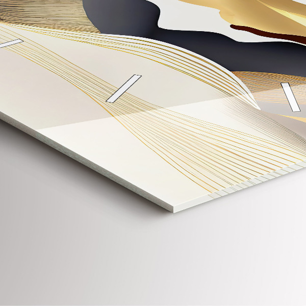 Horloge murale carrée Montagnes dorées abstraites