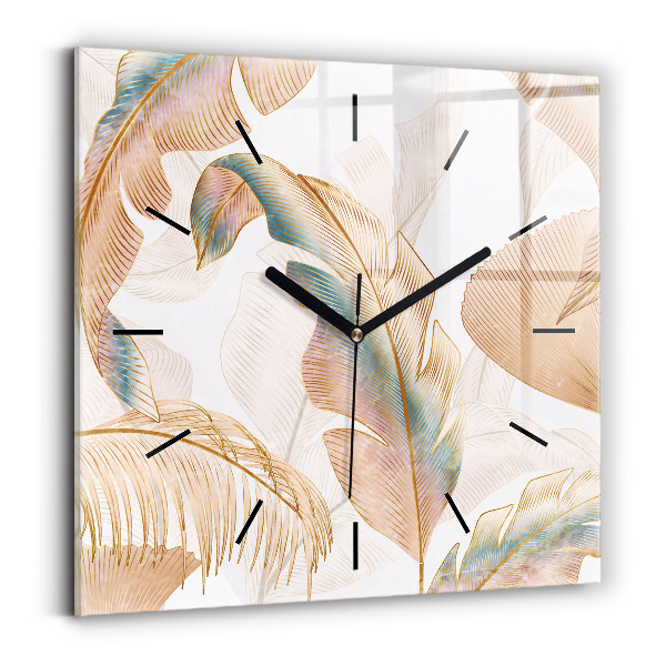 Horloge murale carrée Motif de feuille naturelle