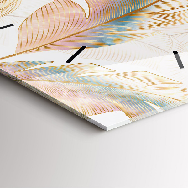 Horloge murale carrée Motif de feuille naturelle