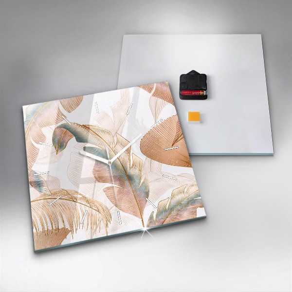 Horloge murale carrée Motif de feuille naturelle