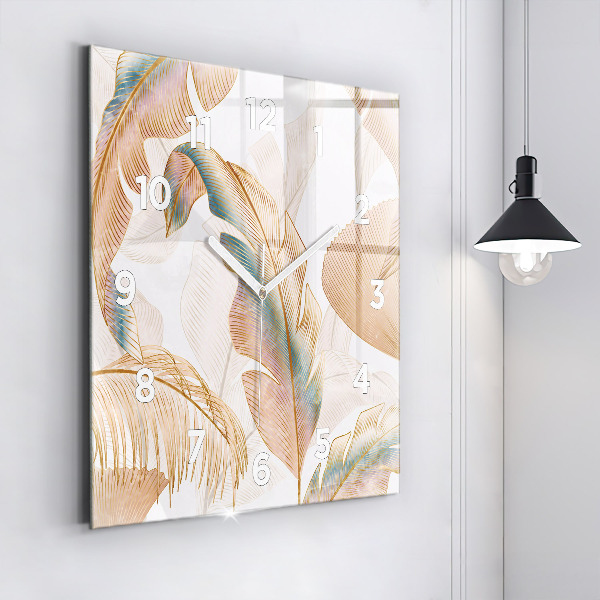 Horloge murale carrée Motif de feuille naturelle