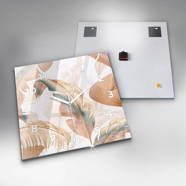 Horloge murale carrée Motif de feuille naturelle