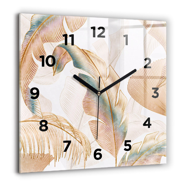 Horloge murale carrée Motif de feuille naturelle