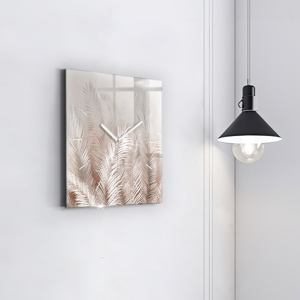 Horloge murale carrée Feuilles tropicales bohèmes