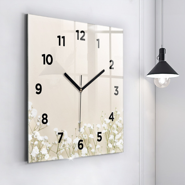 Horloge murale carrée Fleurs de gypsophile en fleurs