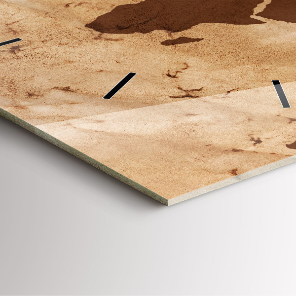 Horloge murale carrée Carte du monde vintage