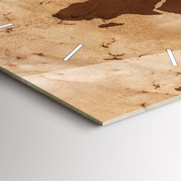 Horloge murale carrée Carte du monde vintage