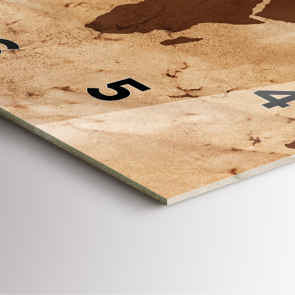 Horloge murale carrée Carte du monde vintage